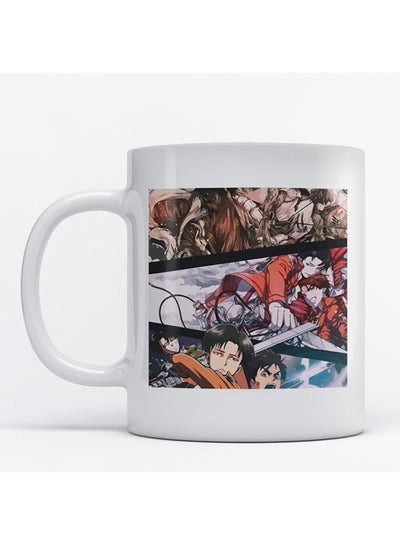 Attack On Titan Anime Printed Mug White/Red/Brown