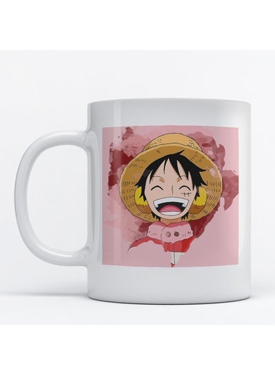 One Piece Anime Printed Mug White/Pink/Beige