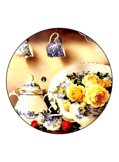 Teapot With Flower Printed Fridge Magnet Beige/Yellow/White 5.5cm