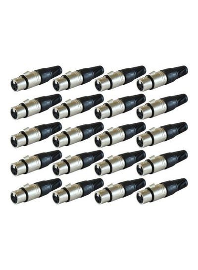 GLS Audio XLR Female Plugs Connectors XLR-F Plug - 20 Pack Silver/Black