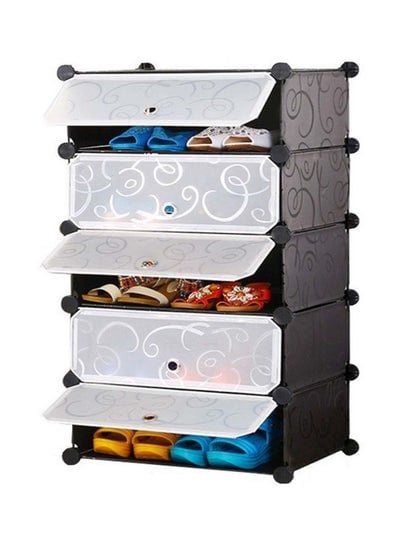5 Cube Modular Shoe Cabinet Black/White 49x37x93cm