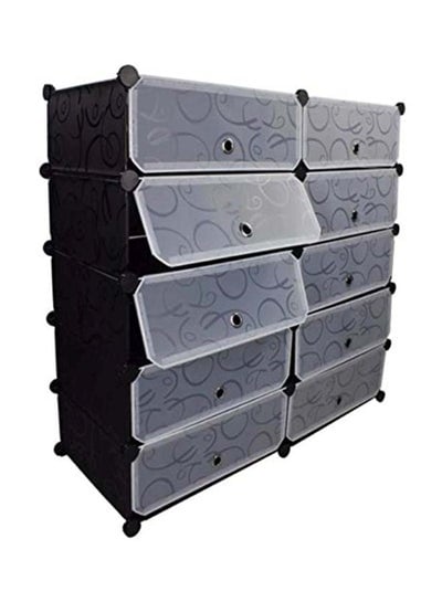 10 Cube Modular Shoe Cabinet Black/White 95x37x93cm
