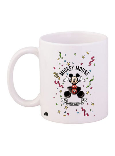 Mickey Mouse Printed Coffee Mug White/Black/Green 11ounce