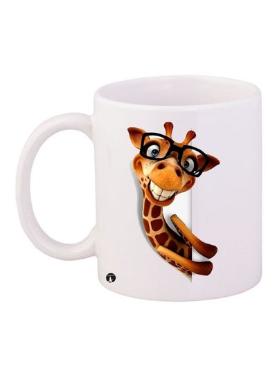 Giraffe Printed Coffee Mug White/Brown/Black 11ounce