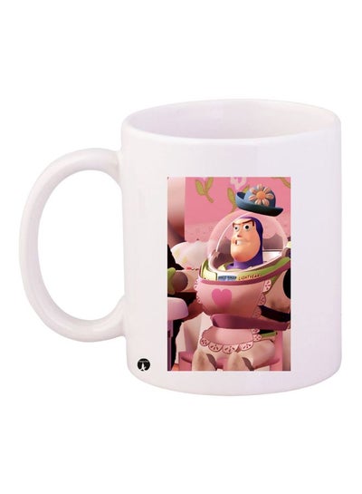 Buzz Printed Coffee Mug White/Pink/Green 11ounce