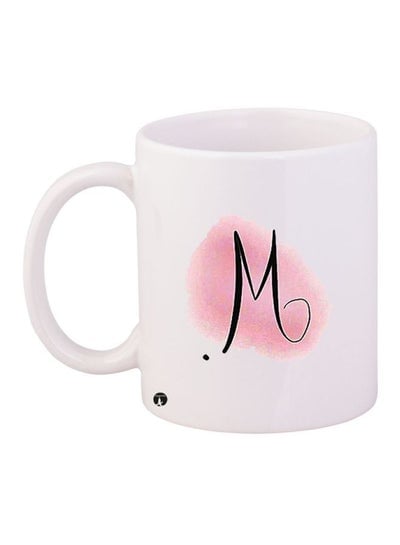 Letter Printed Coffee Mug White/Pink/Black 11ounce