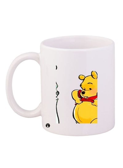 Winnie-The-Pooh Printed Coffee Mug White/Yellow/Red 11ounce