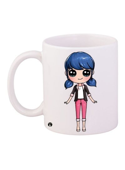 Cartoon Girl Printed Coffee Mug White/Blue/Pink 11ounce