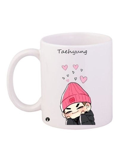 Taehyung Cartoon Printed Coffee Mug White/Black/Pink 11ounce