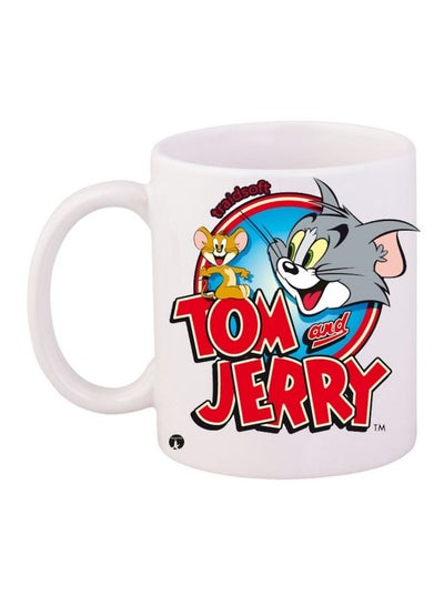 Tom And Jerry Printed Coffee Mug White/Red/Grey 11ounce