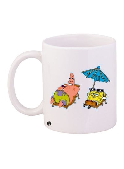 Spongebob Printed Coffee Mug White/Pink/Yellow 11ounce