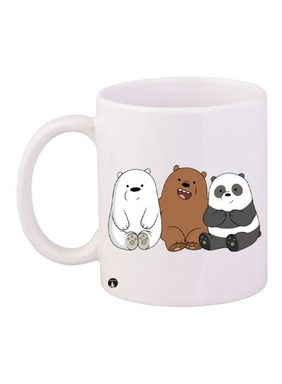Bear Printed Coffee Mug White/Brown/Grey 11ounce