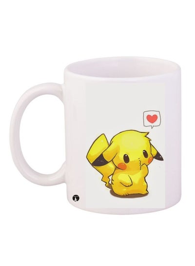 Pikachu  Printed Coffee Mug White/Yellow/Red 11ounce