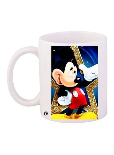 Mickey Mouse Printed Coffee Mug White/Blue/Red 11ounce