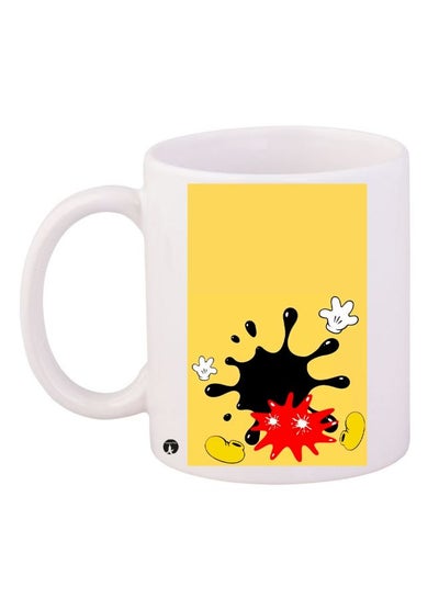 Splash Printed Coffee Mug White/Black/Yellow 11ounce