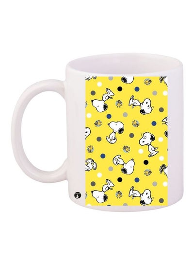 Snoopy Printed Coffee Mug White/Yellow/Black 11ounce
