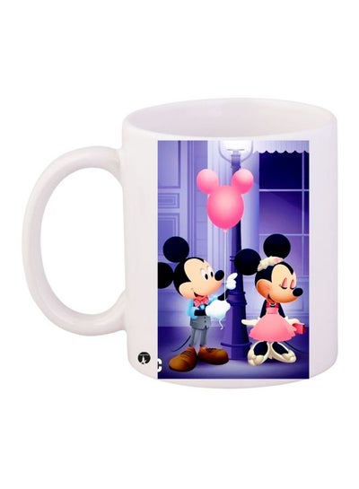 Mickey Mouse Printed Coffee Mug White/Purple/Beige 11ounce