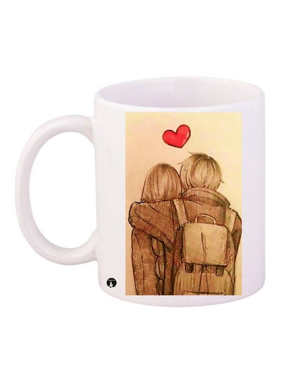 Couple Printed Coffee Mug White/Brown/Red 11ounce