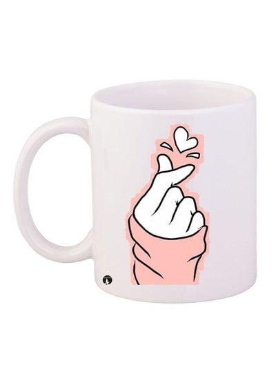 BTS Logo Printed Coffee Mug White/Pink/Black 11ounce