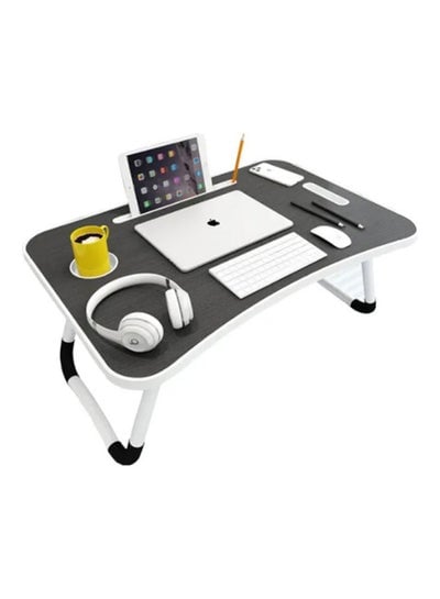 Foldable Laptop Table With Cup Holder Black 60 x 41cm