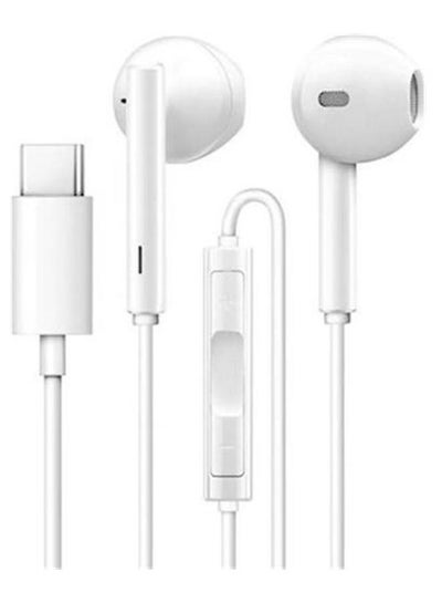 Wired Type-C Usb In-Ear Earphones With Microphone White
