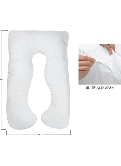 Premium U Shape Comfortable Pregnancy Pillow Cotton White 80 x 120cm