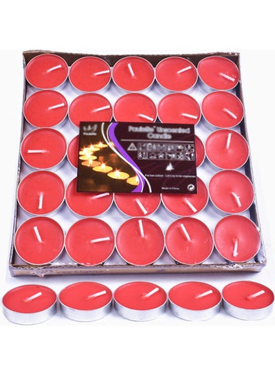 50 Pack Of  2-Hour Burn Duration Smokeless Tealights Candle Set Red 18.00*2.50*18.00cm