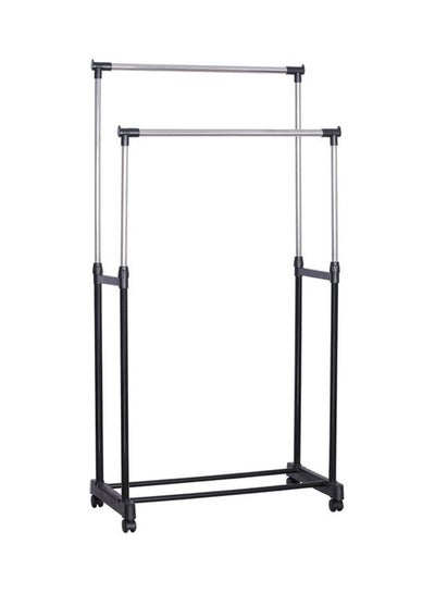 Home Simple Assembly Double Pole Drying Rack Black/Silver 68x38x140cm