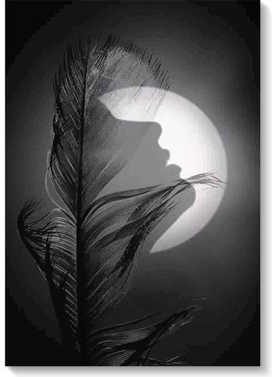 Woman And Moon Wall Art Black/White 40x60cm
