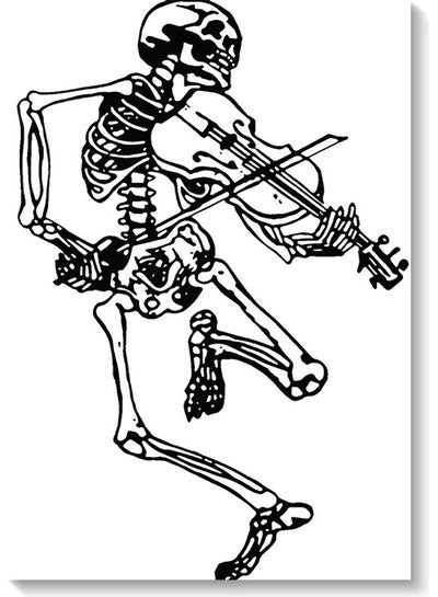 Skeleton Guitarist Wall Art White 40x60cm