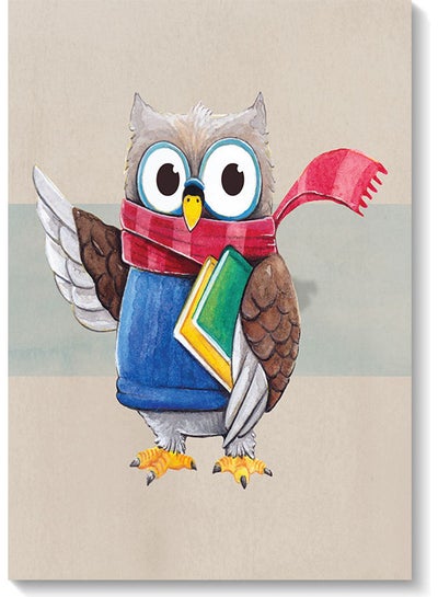 Owl Printed Wall Art Beige/Brown/Red 40x60cm