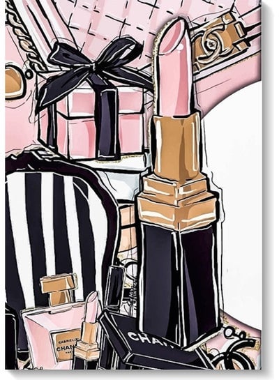 Chanel Lipstick And Perfume Themed Wall Art Painting Multicolour 40x60cm
