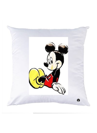 Printed Pillow Polyester White/Yellow/Red 30x30cm