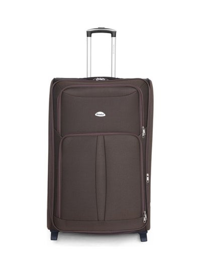 Soft Shell Cabin Size Luggage Trolley Expandable Ultra Lightweight Suitcase With 2 Wheels Brown