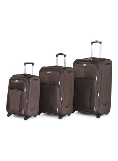 Soft Shell Travel Bags Trolley Luggage Set of 3 Expandable Lightweight Suitcase With 2 Wheels Suitcase Set Brown