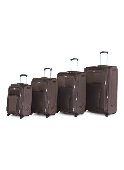Soft Shell Trolley Luggage Sets of 4 Expandable Lightweight Suitcase With 2 Wheels Suitcase Set Brown