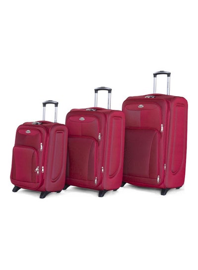 Soft Shell Travel Bags Trolley Luggage Set of 3 Expandable Lightweight Suitcase With 2 Wheels Suitcase Set Burgundy