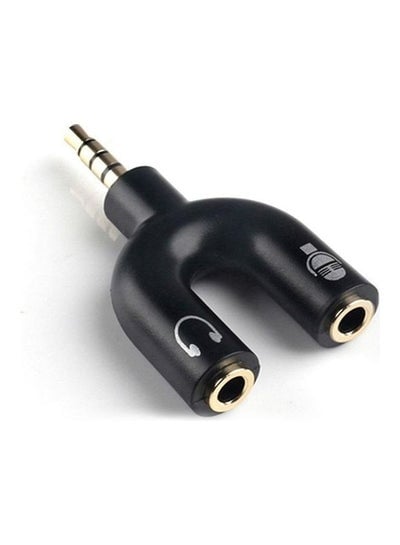 U Shaped 3.5mm Stereo Audio Earphone Mic Splitter Adapter Black