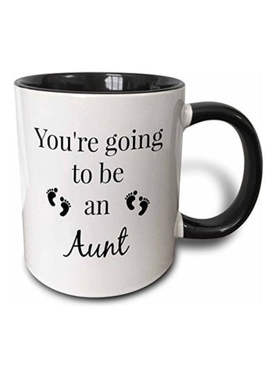 3dRose 256672_4 Youre going to be an Aunt Ceramic Mug, 11 oz, Black/White Multicolour 11ounce