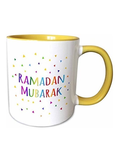 Ramadan Mubarak Printed Mug Yellow/White/Red 11ounce