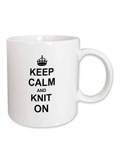 Keep Calm And Knit On Printed Mug White/Black 325ml