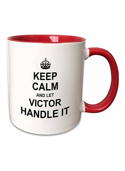 Keep Calm And Let Victor Handle It Printed Mug Red/White/Black 325ml