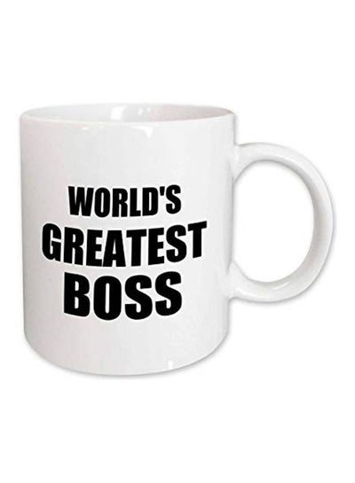 3dRose mug_194445_1 Worlds Best White Text On Red Design For Greatest Boss Mug, 11 oz, Black Black 11 ozounce