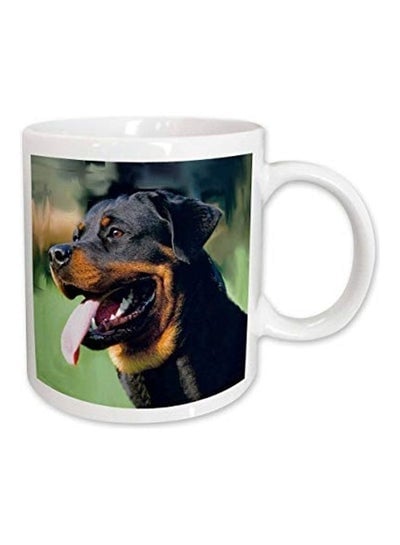 Rottweiler Printed Mug White/Green/Black 15ounce