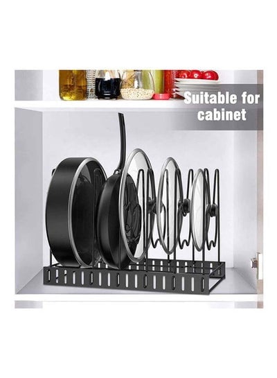 Pot Rack Organizer, 8 Tiers Adjustable Pots and Pans Organizer, Large Capacity Pot Lid Holders & Pan Rack for Kitchen Cabinet and Counter with 3 DIY Methods Black 40.8 x 26.4 x 10.8cm