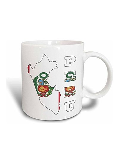 Peruvian Flag In Outline Map Printed Mug Multicolour 11ounce