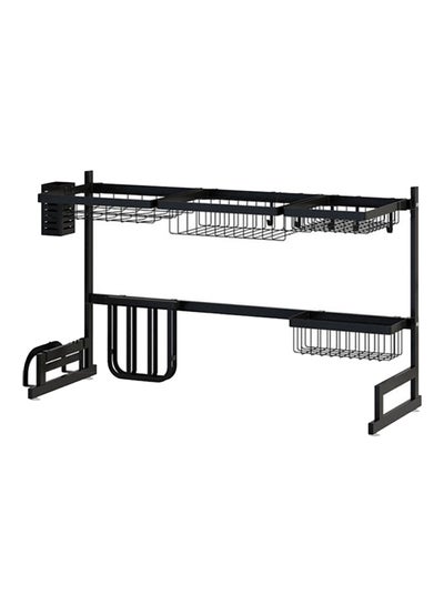 Stainless Steel Dish Rack Dryer Holder With Draining Board Black 69x16x34cm