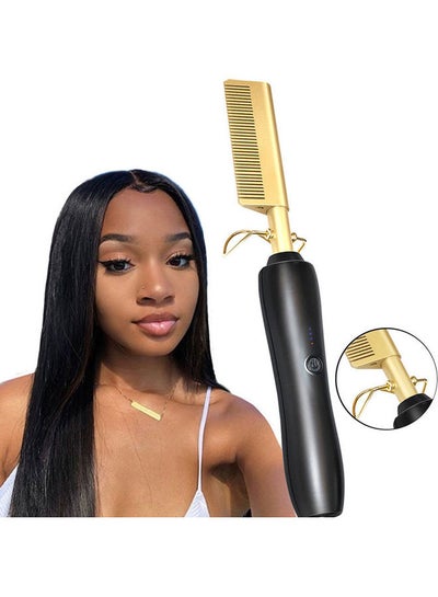 High Heat Press Comb Mini Hair Straightener Gold/Black