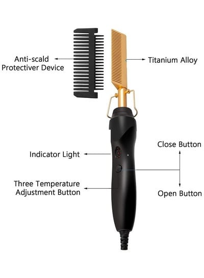 2-In-1 Heat Comb Black/Gold One Size