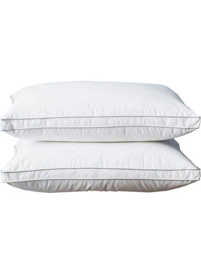 2-Piece Duck Feather Filling Soft Pillows Polyester White 48x74cm